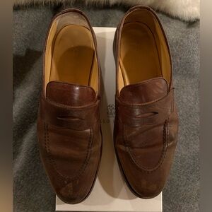 Brunello Cucinelli Brown Leather Penny Loafers